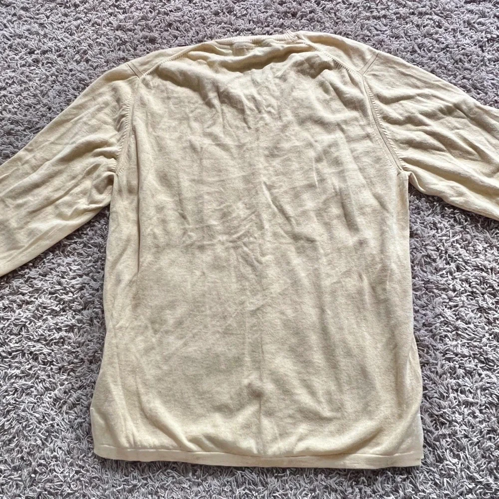 JL Powell Mens V-Neck Sweater M Pale Yellow Long Sleeve Sporting Life Pullover